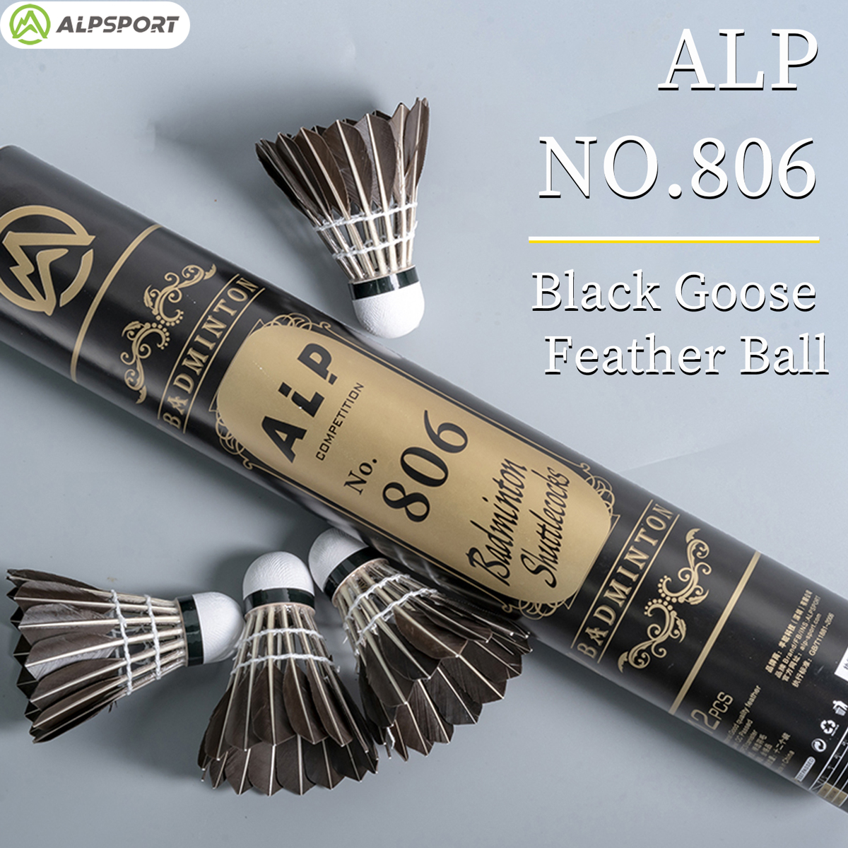 Badminton Nylon Shuttlecock - ALP 806 Badminton Shuttlecocks 12Pcs Black