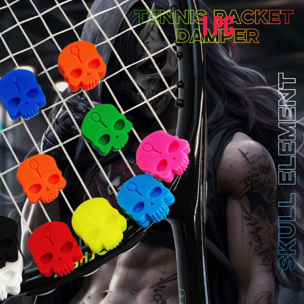 Racket Vibration Dampener - Super cool skull tennis racket damper