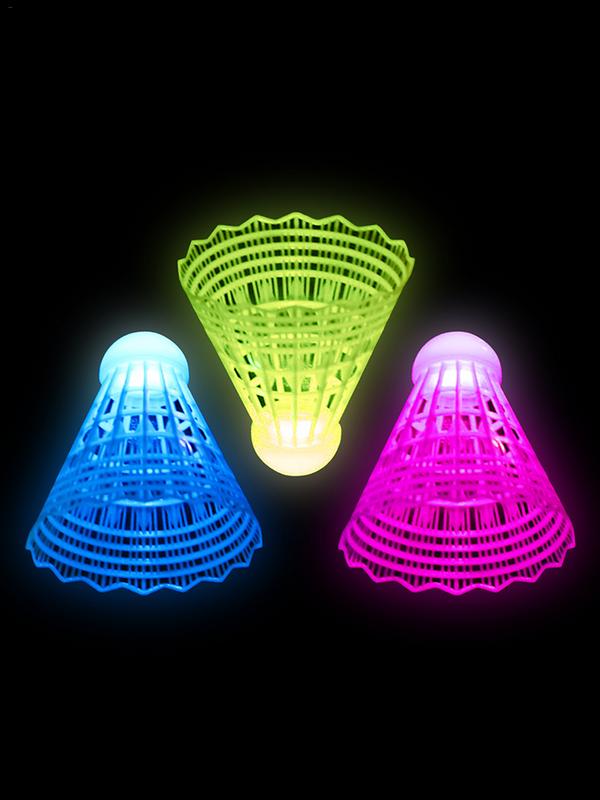 3pcs LED Badminton LuminousBad - Badminton Nylon Shuttlecock avaliação e preço